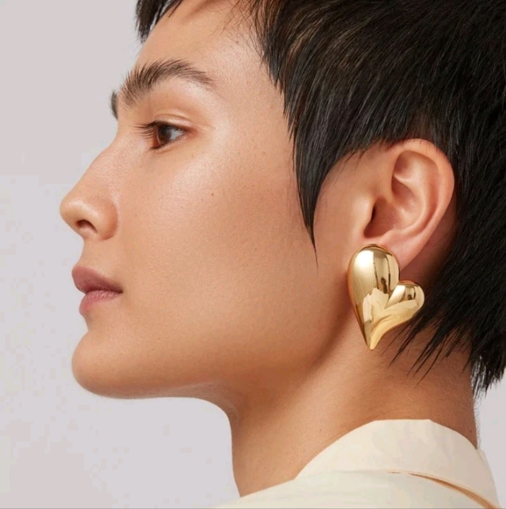 Jenny Bird Gold Heart Button Earring NWB $150-heaven mayhem-demarson-melinda